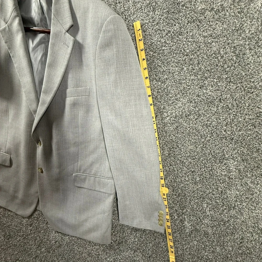 Chaps Mens Light Gray Sharkskin Two Button Blazer Sport Coat 48R